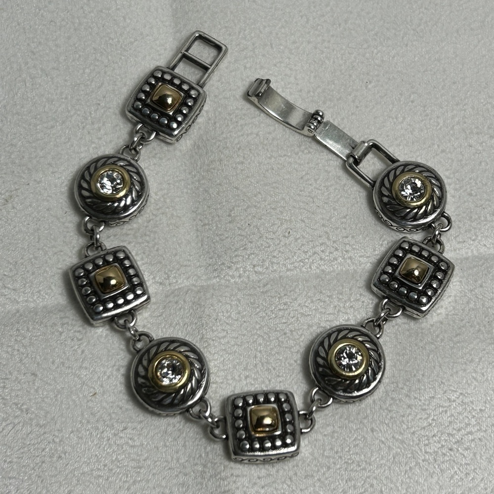 Brighton Heiress Bracelet Two-tone Silver Gold Plated 8" Adjustable - Picture 5 of 12